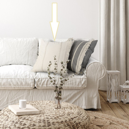 Obliečka na vankúš v štýle BOHO so strapcami, krémová